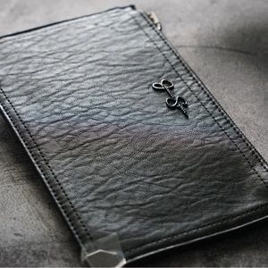 Jessica Simpson Faux Black Leather Wristlet